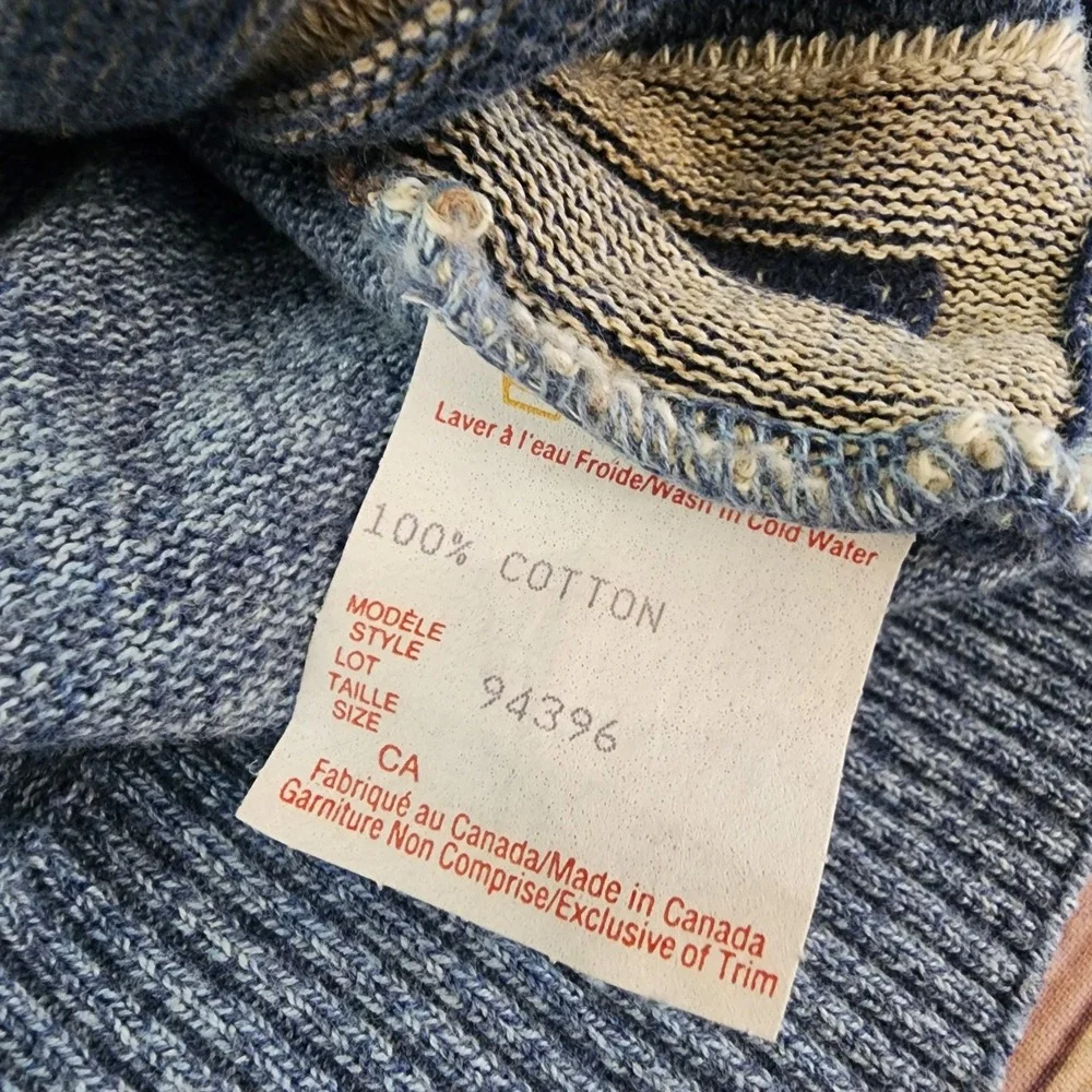 Norm Thompson XL 3D Knit Sweater Blue Beige Geometric Coogi Style Vintage‎ - Picture 5 of 8